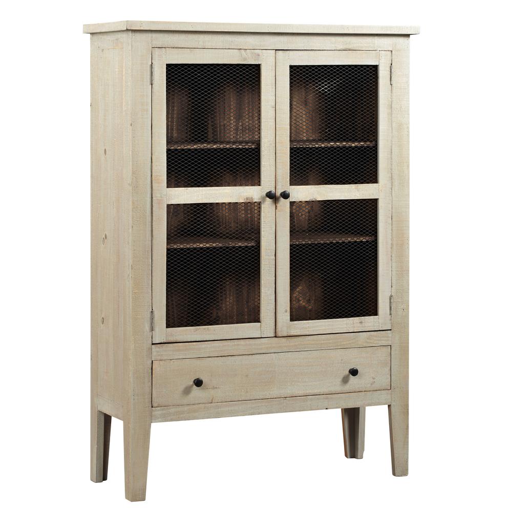Progressive Furniture Isabella Washed Linen Pine Display Cabinet