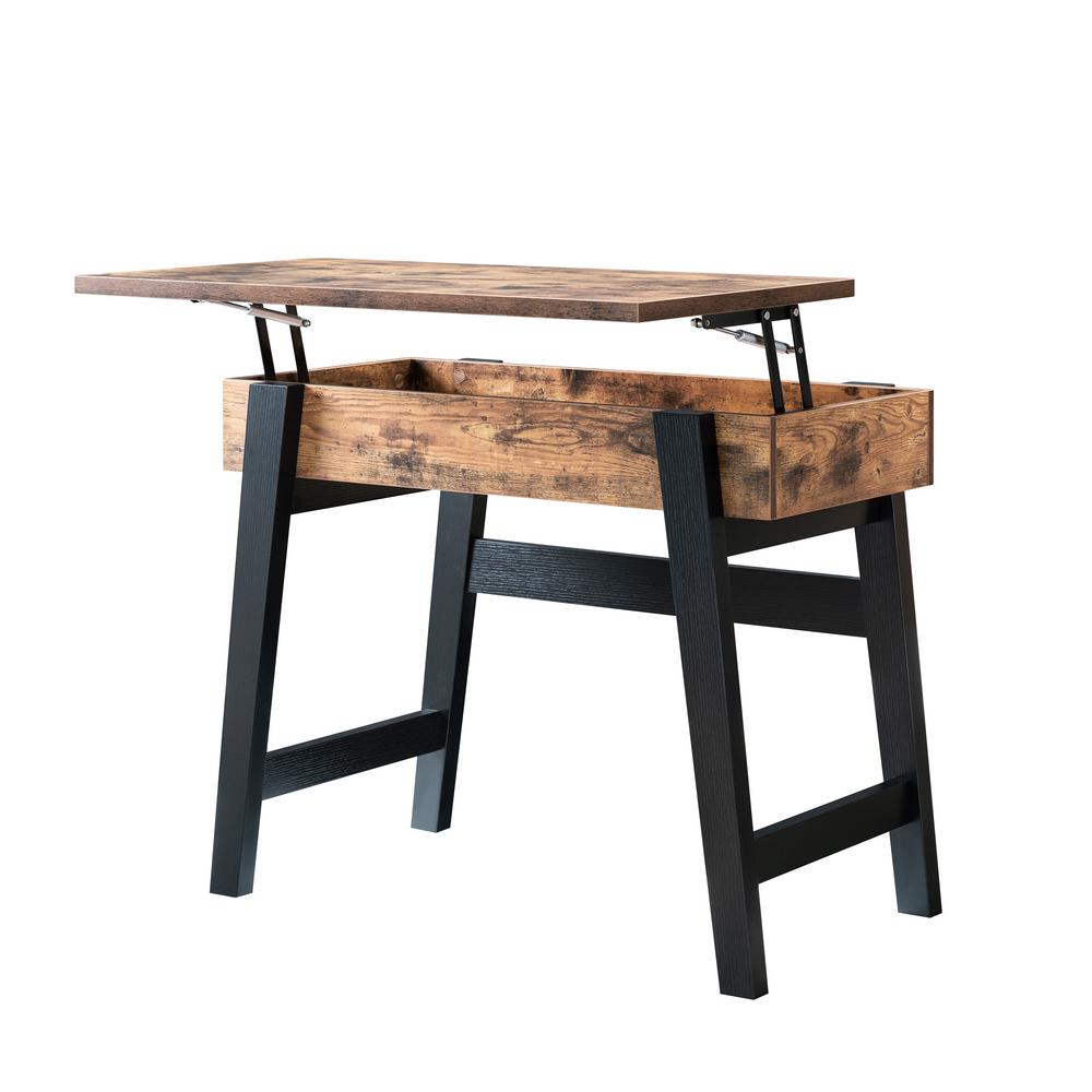 Furniture Of America Kelli Distressed Wood And Black Lift Top