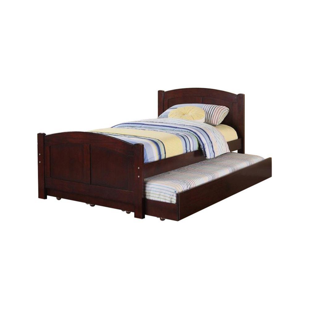 Benzara Fascinating Cherry Brown Wooden Twin Bed with Trundle 