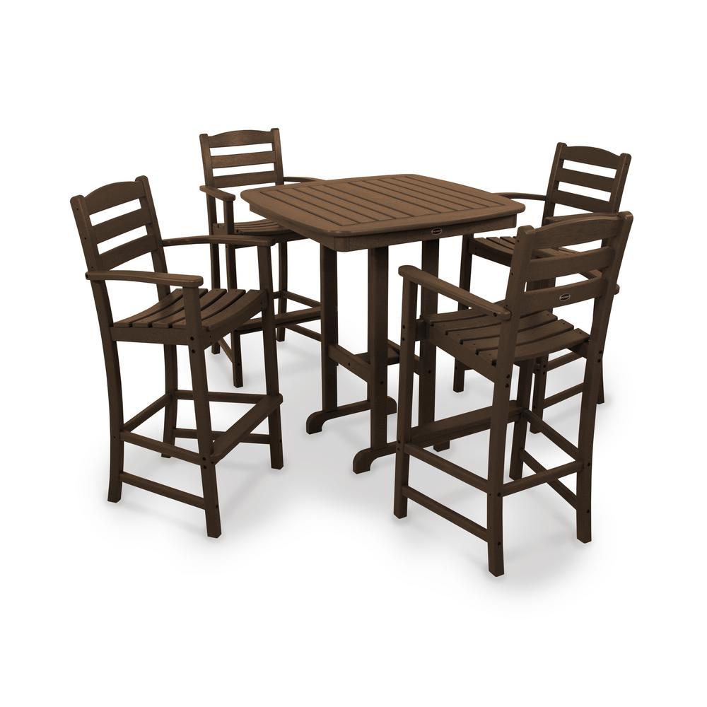 POLYWOOD La Casa Cafe Mahogany 5-Piece Plastic Outdoor Patio Bar Set ...