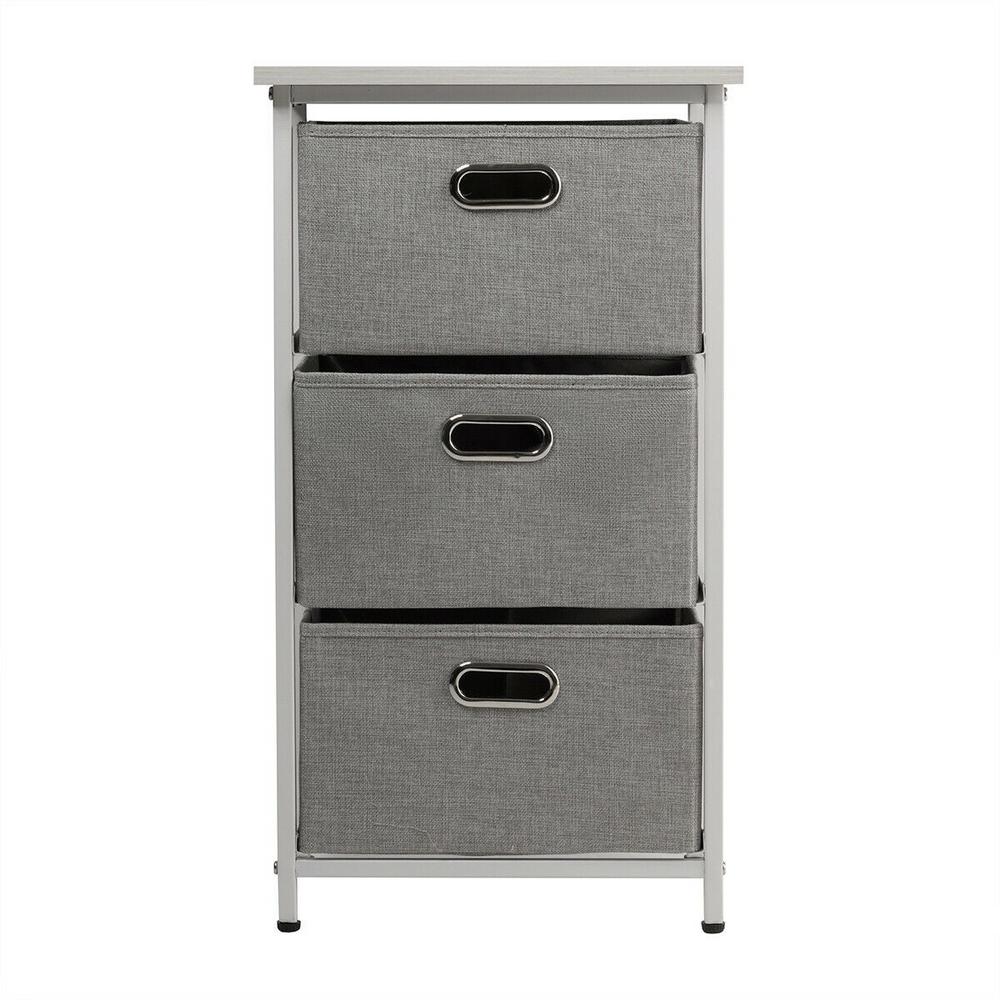 Boyel Living White 3-Drawer Storage Cabinet with Foldable Fabric ...