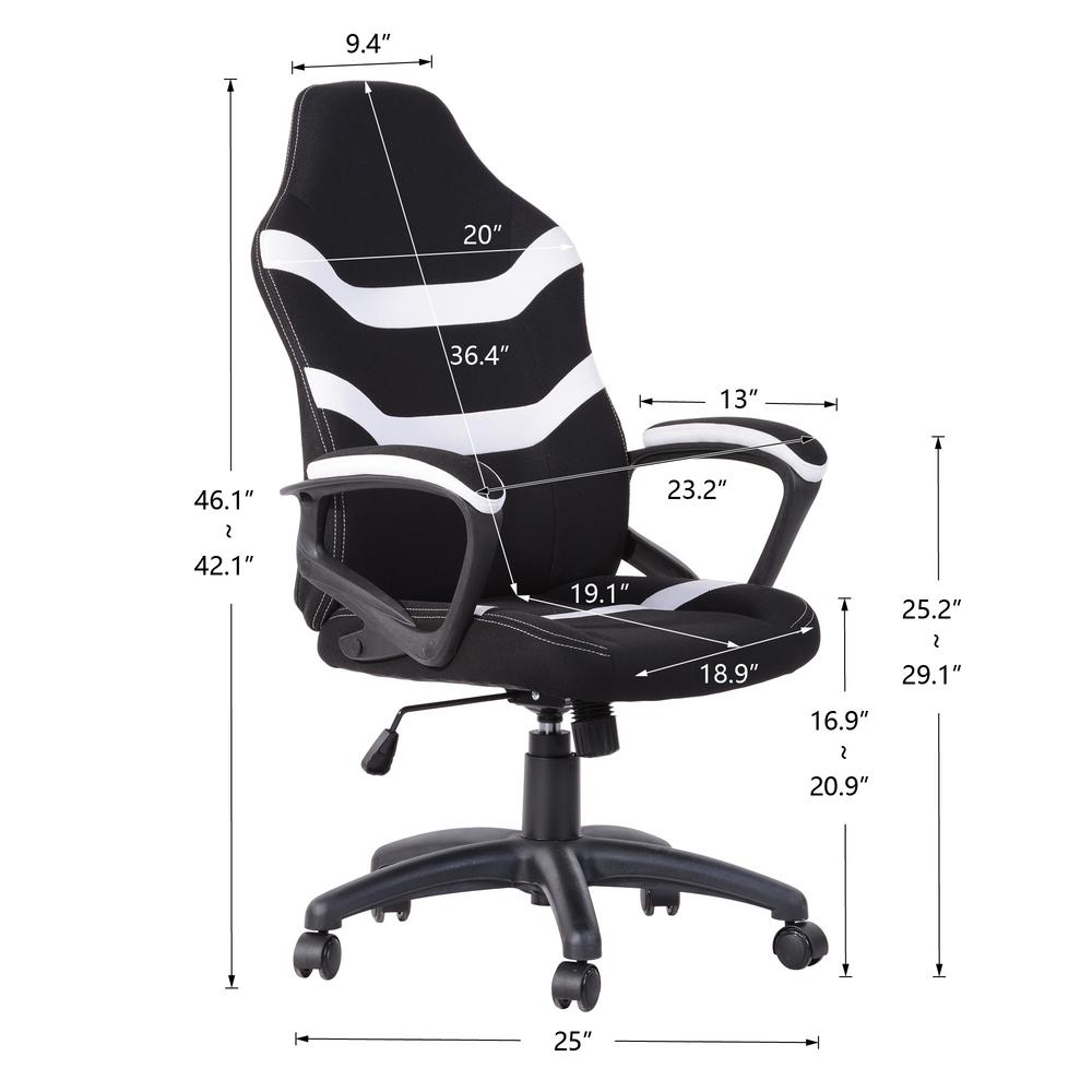 Boyel Living White Ergonomic Height Adjustable Office Gaming Chair With Breathable Fabric For Office Studyroom Zd Zy 8245wh The Home Depot