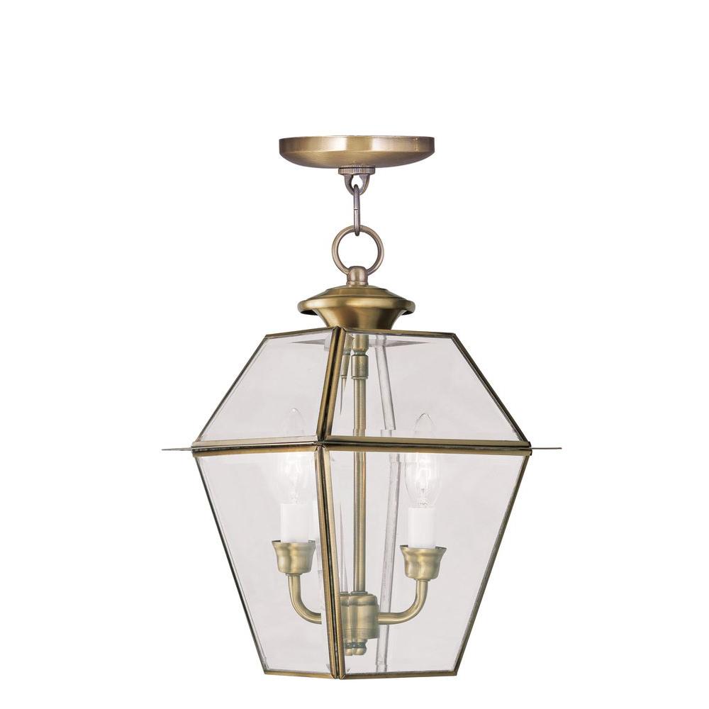 Livex Lighting Providence 2 Light Antique Brass Outdoor