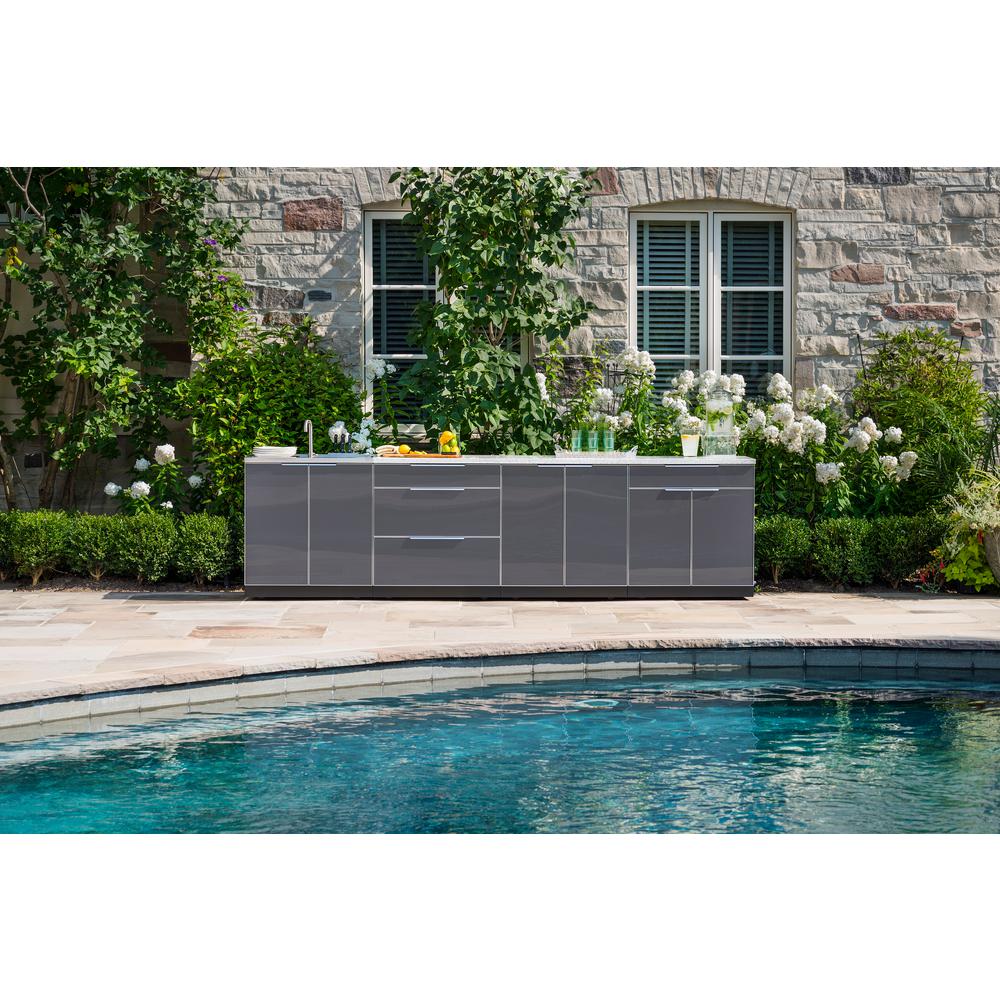 2 Piece NewAge Products 65311 Outdoor Kitchen Cabinet Set in Aluminum, Slate Grey W//O Tops Outdoor Kitchen Set