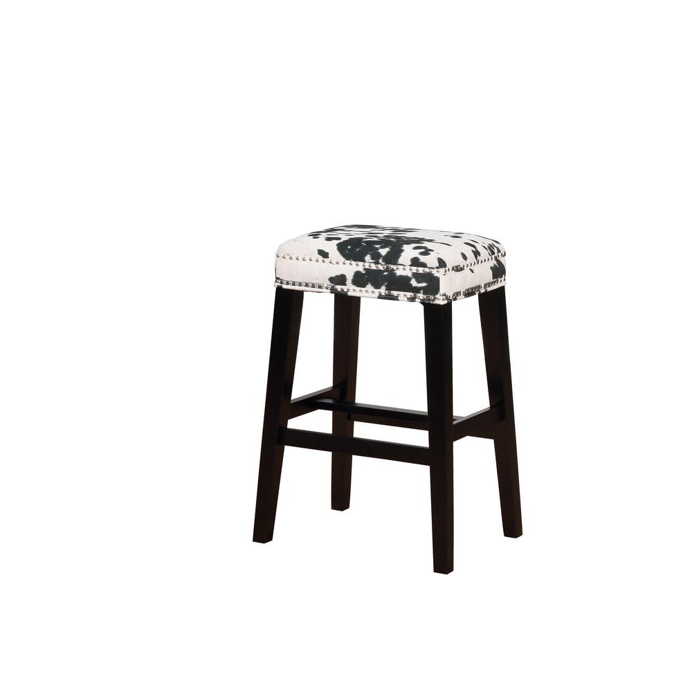 Linon Home Decor Will Black Cow Print Bar Stool Thd00601 The Home Depot