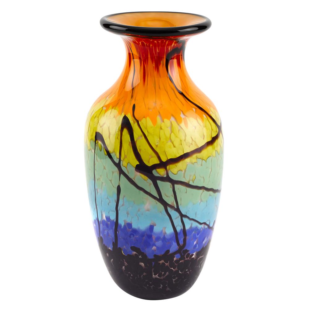 Badash Crystal Allura Murano Style Art Glass 10.5 in. Urn Shape VaseJ588 The Home Depot