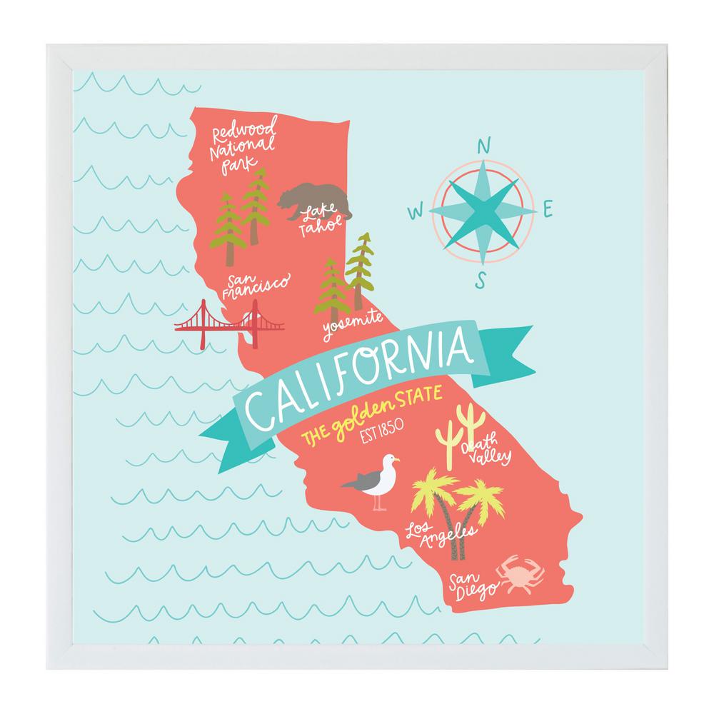 Petal Lane Alexa California Map Art Board White Frame Magnetic Petal Lane Alexa California Map Art Board White Frame Magnetic Memo