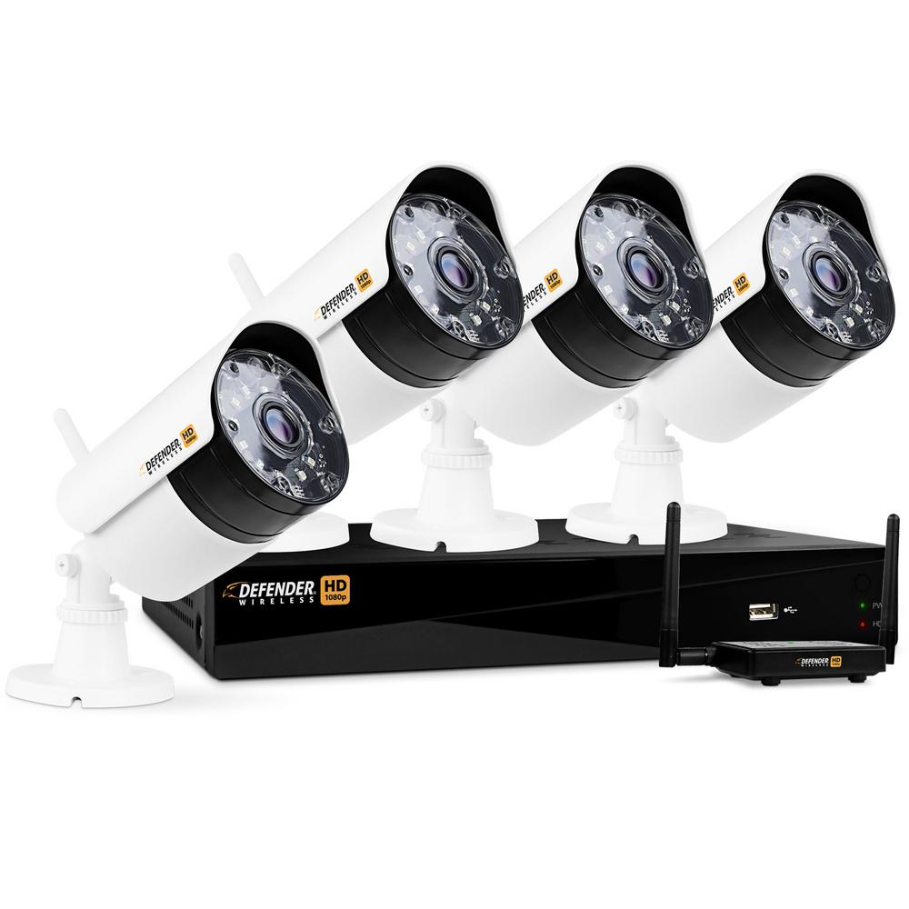 Defender Wireless HD 1080p 4Channel 1TB DVR Security System with 4