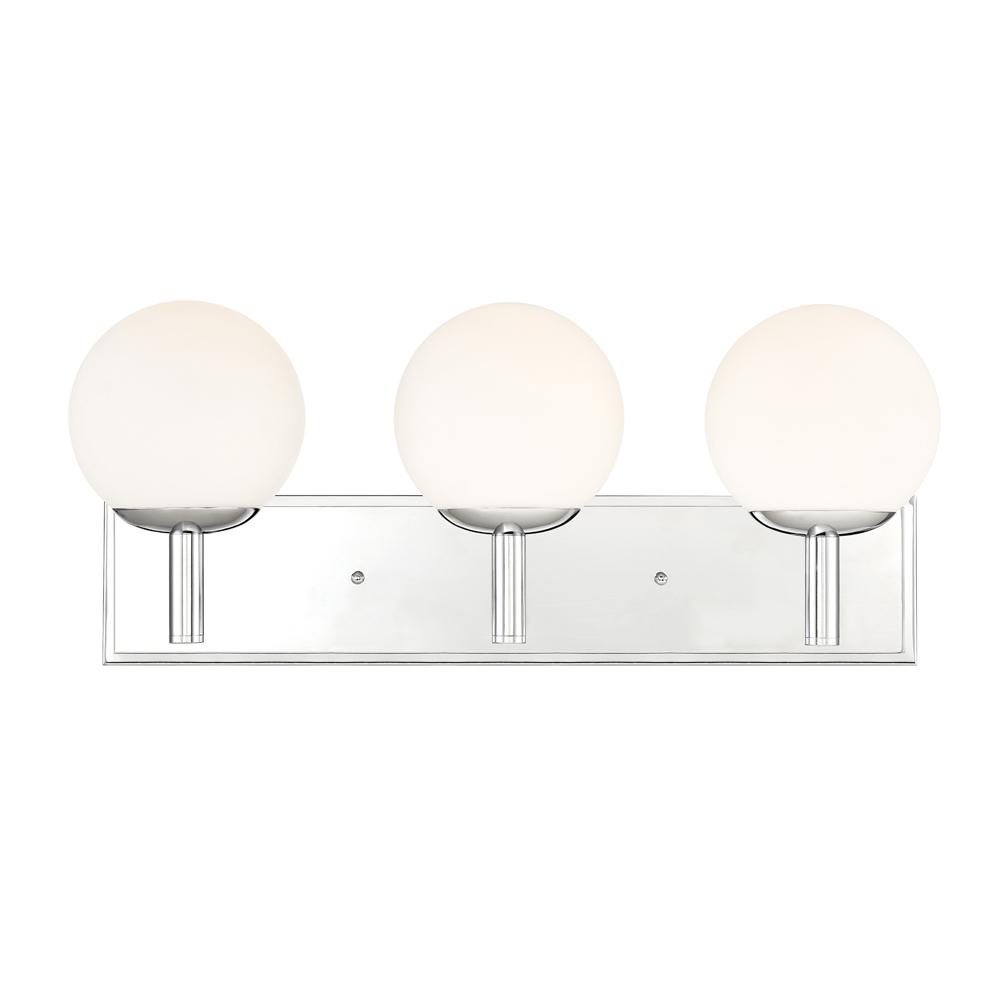 Designers Fountain 3 Light Chrome Bath Vanity Light With Frosted