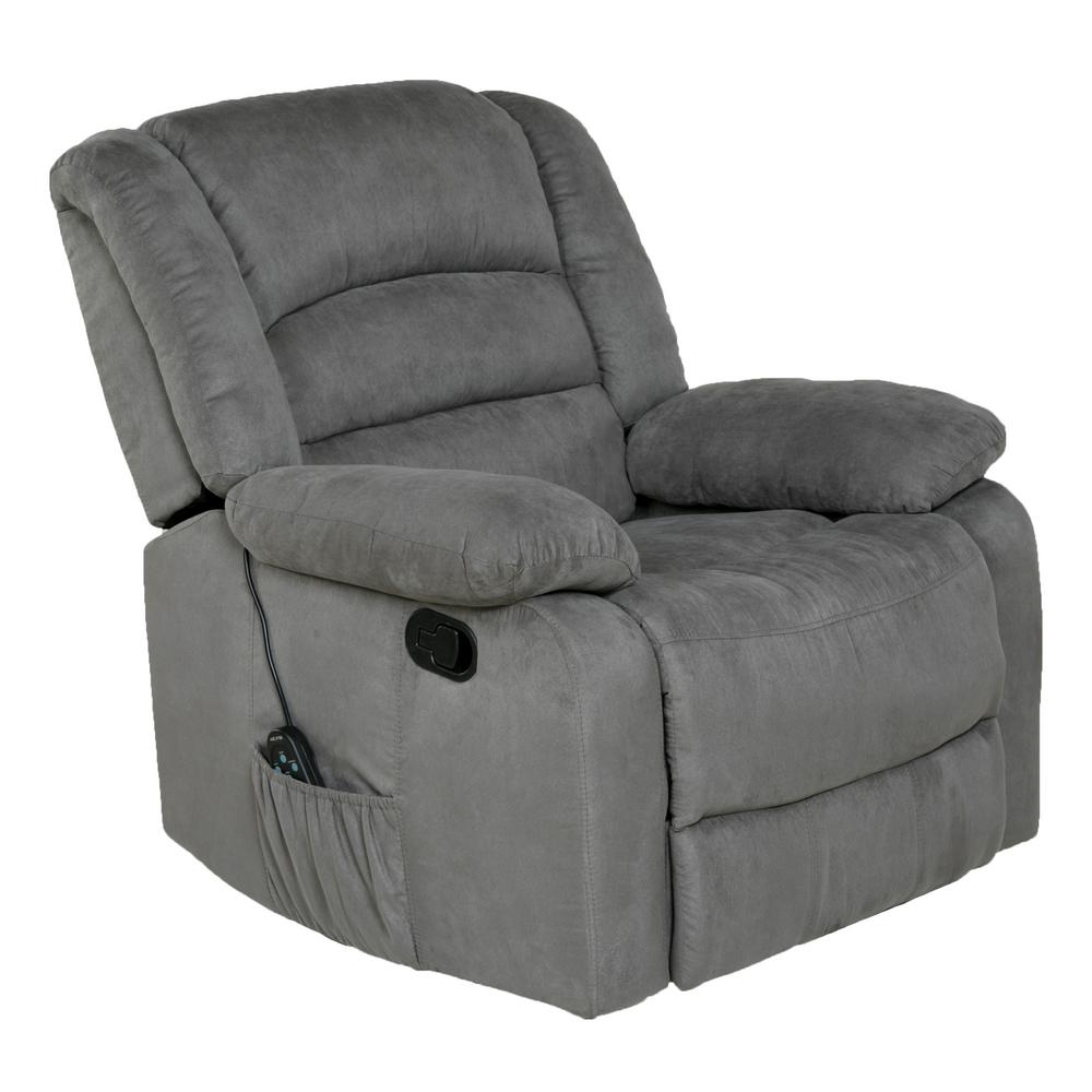 Relaxzen Rocker Recliner With Heat Massage Usb Microfiber Gray