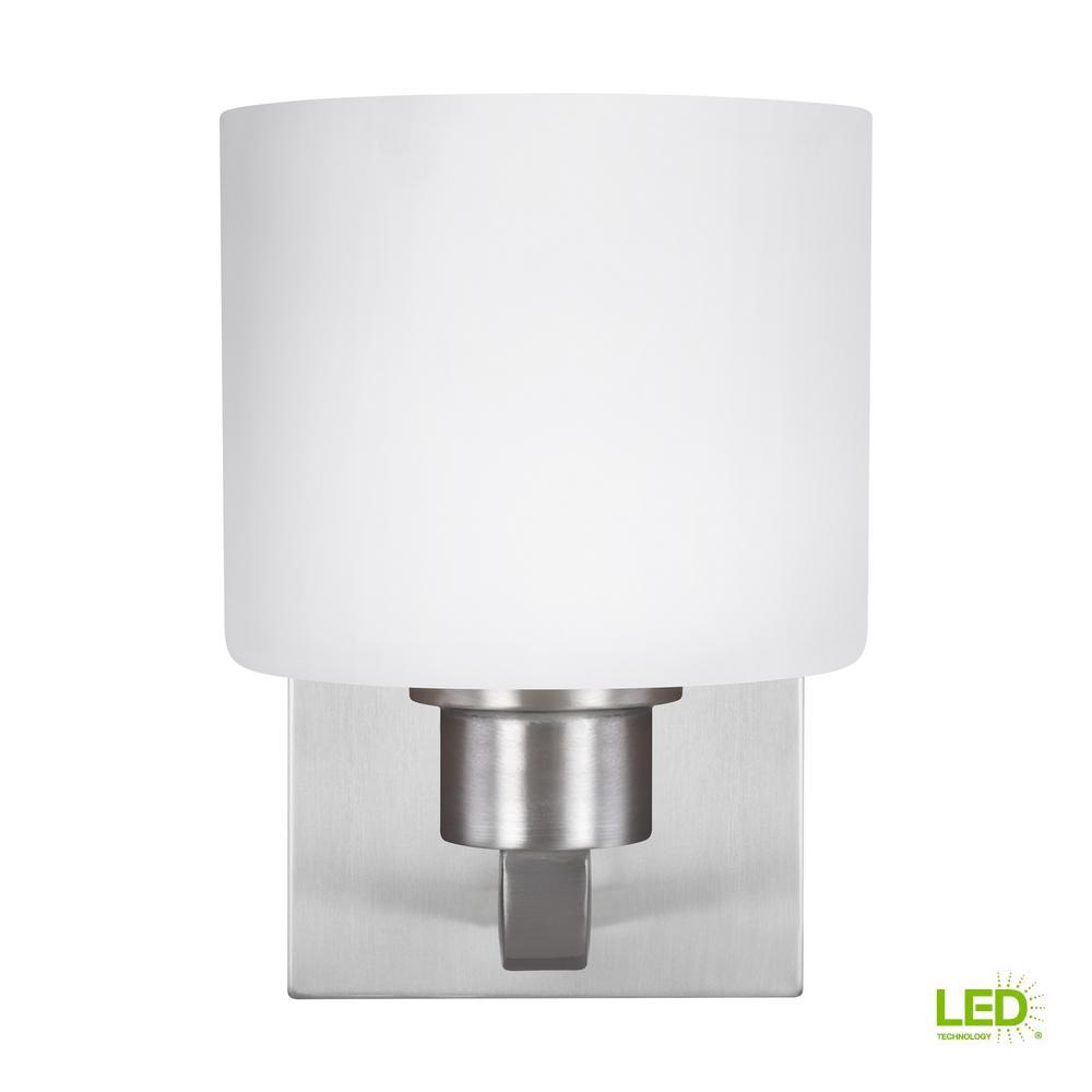 Sea Gull Lighting Canfield 1 Light Brushed Nickel Sconce With Led Canfield 1 Light Brushed Nickel Sconce