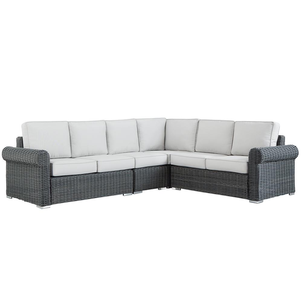 Homesullivan Camari Charcoal Rolled Arm Wicker Outdoor Sectional Camari Charcoal Rolled Arm Wicker Outdoor Sectional With Beige Cushion