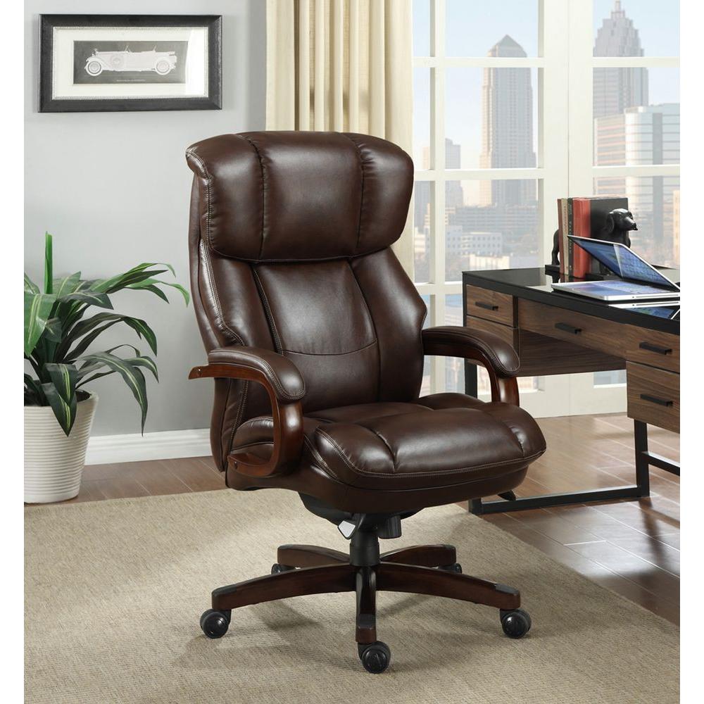 La Z Boy Fairmont Biscuit Brown Bonded Leather Executive Office