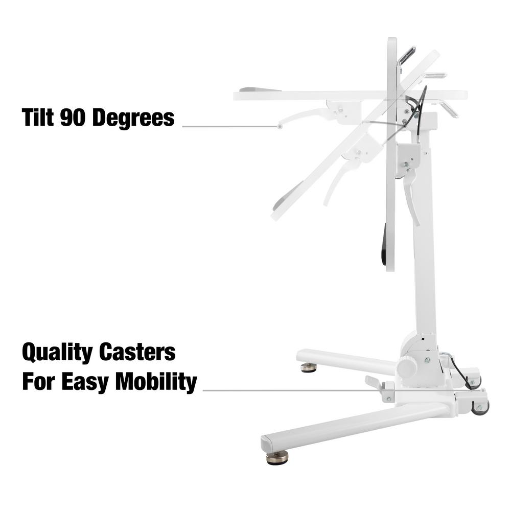 Techorbits White Height Adjustable Mobile Standing Desk Folding