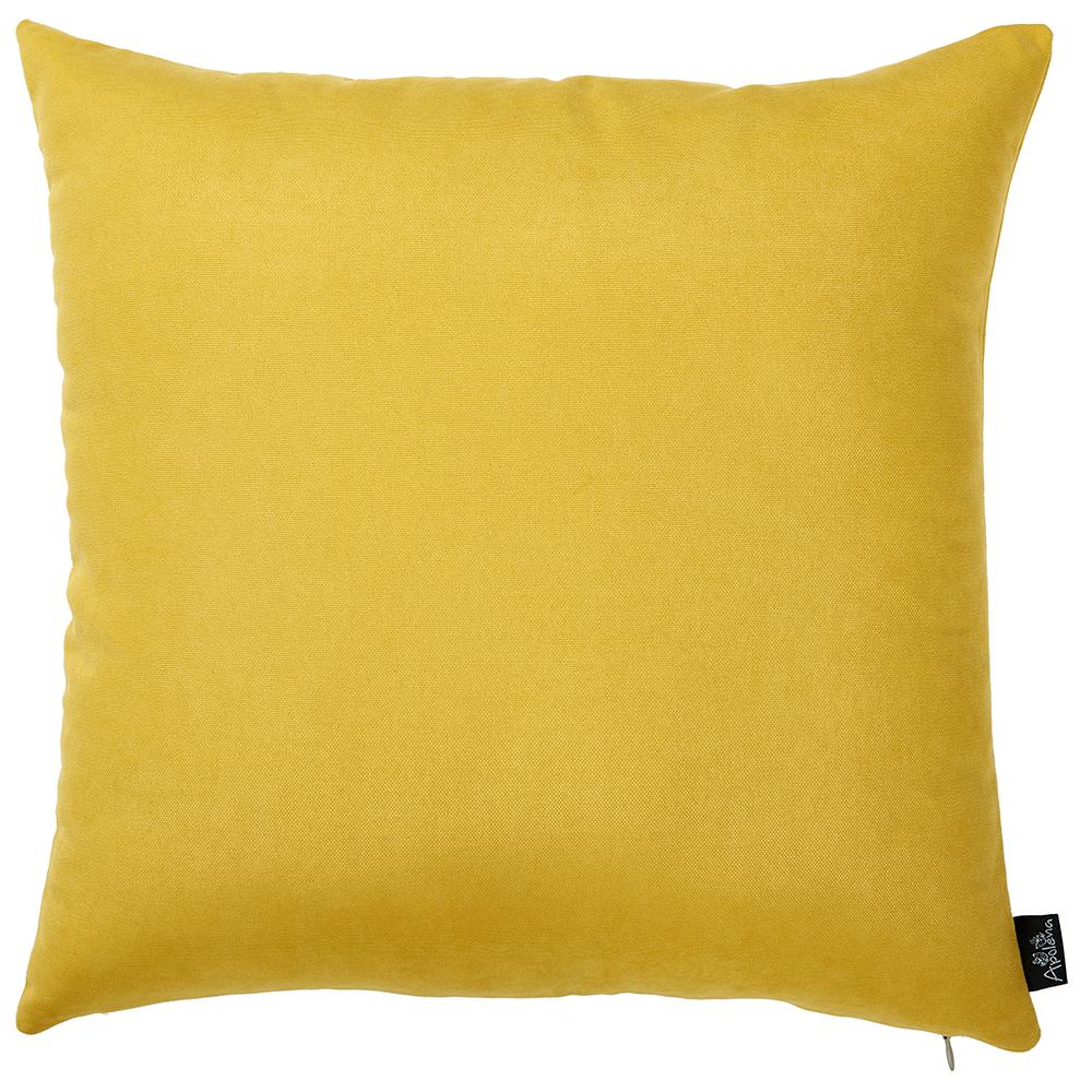 Homeroots Josephine Yellow Solid Color 18 In X 18 In Throw Pillow Cover Set Of 2 355575 The Home Depot