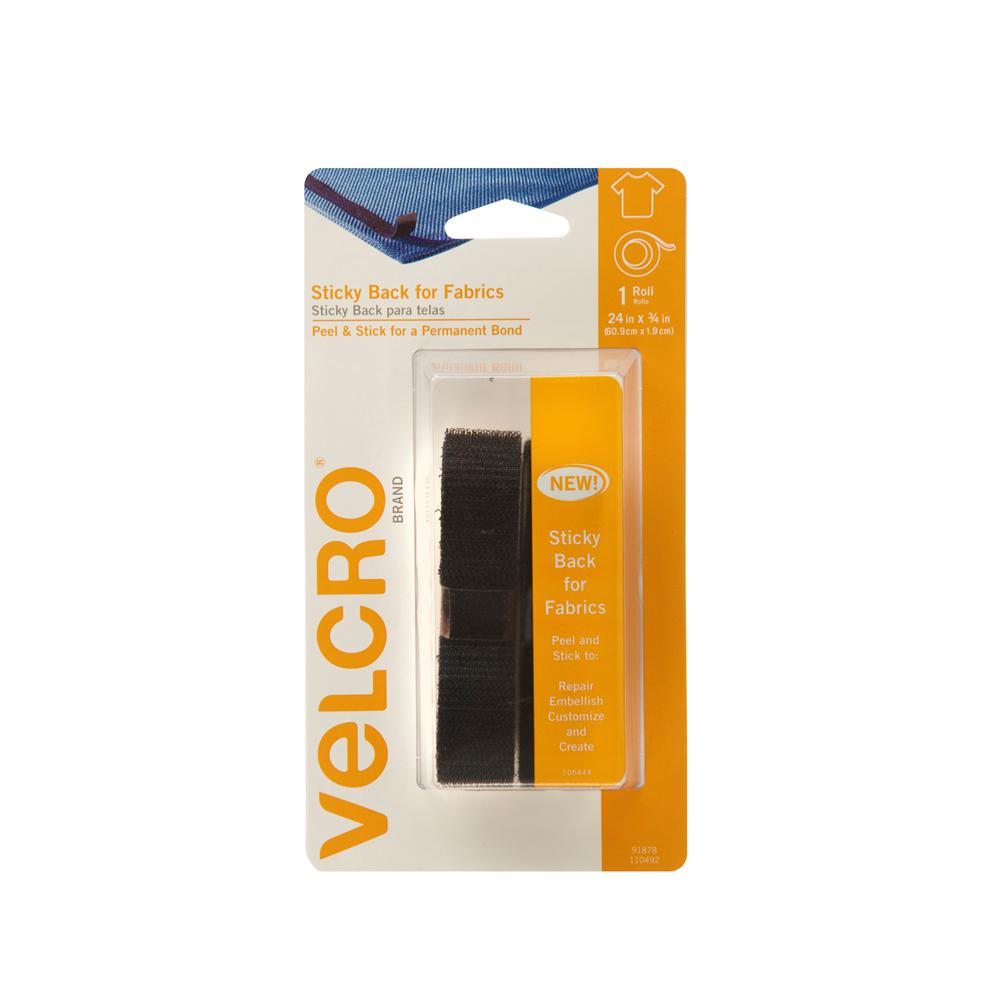 VELCRO Brand 24 in. x 3/4 in. Sticky Back for Fabrics Tape Black91878