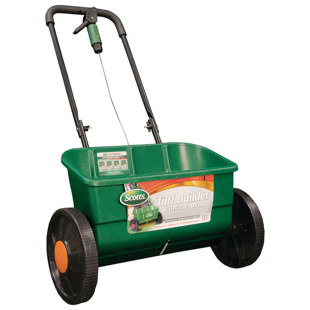 Scotts 25 Lbs 10 000 Sq Ft Turf Builder Classic Drop Spreader For Seed And Fertilizer 76565 The Home Depot