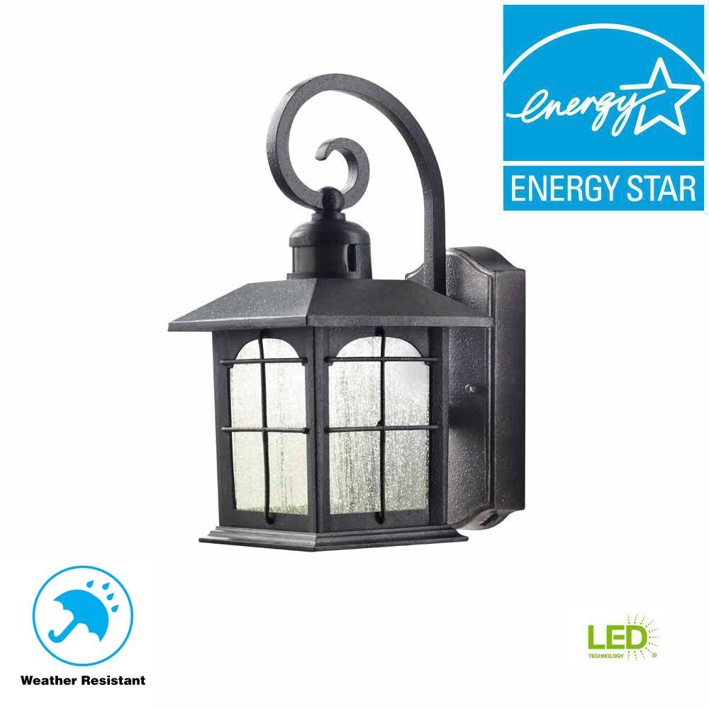 White Motion Sensing Outdoor Wall Mounted Lighting Aged Iron Motion Sensing Outdoor Led Wall Lantern