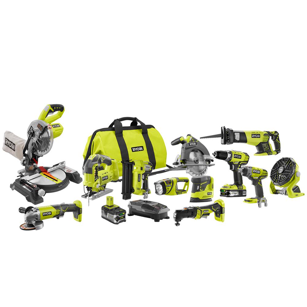 Ryobi 18-Volt ONE+ Lithium-Ion Cordless (12-Tool) Combo Kit with (1) 4.0 Ah... by Ryobi