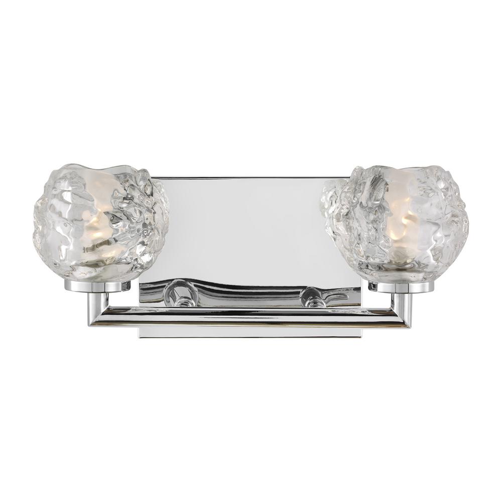 Feiss Arielle 2-Light Chrome Vanity Light with Clear Snowball Glass Shades was $208.9 now $49.97 (76.0% off)