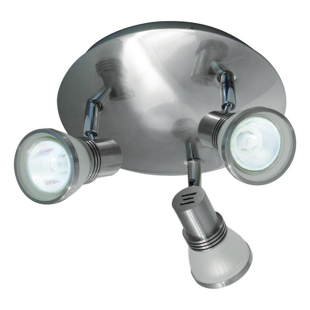 BAZZ 3Light Brushed Chrome Halogen Ceiling Fixture with White Frosted