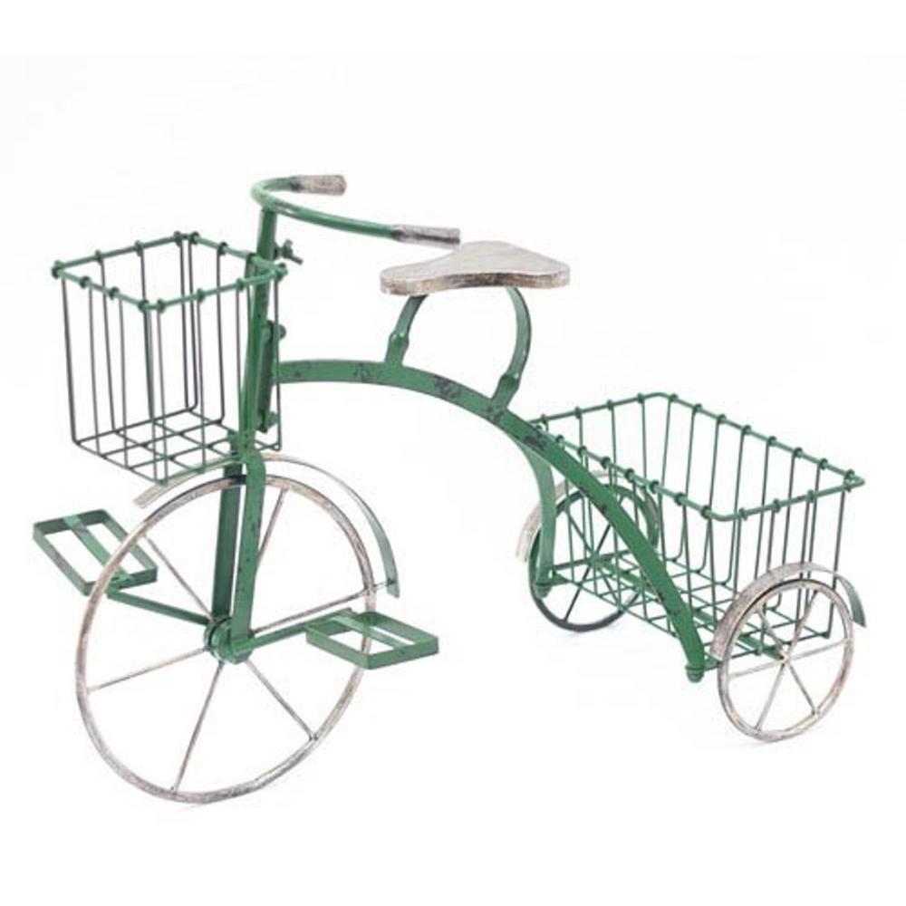 Tricycle Antique Green Metal Plant Stand Zr167081 Gr The Home Depot