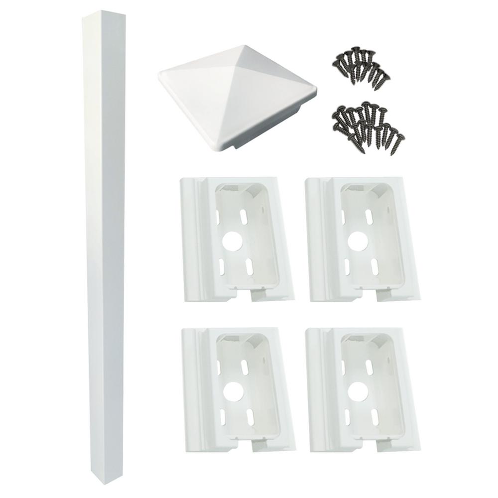 4 in. x 4 in. x 66 in. White Vinyl Fence Post1728300A The Home Depot