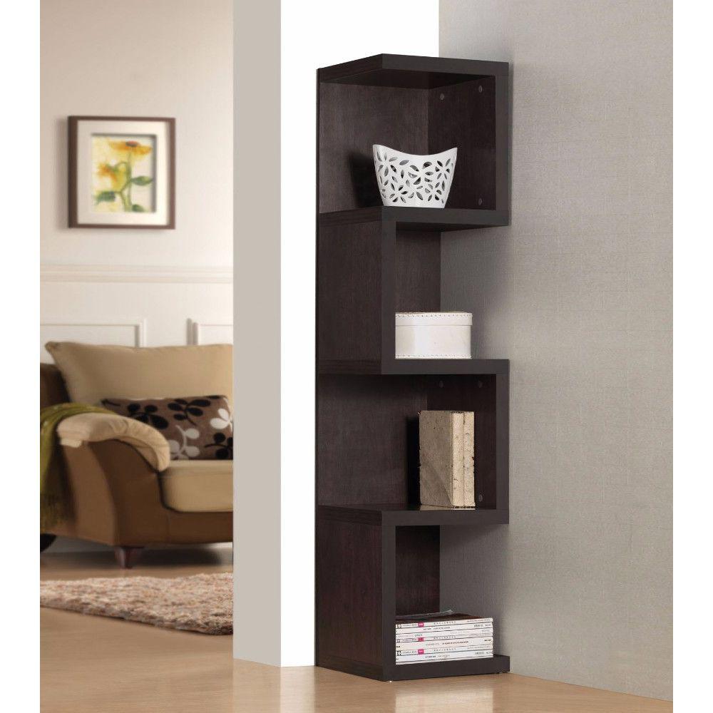 Benjara Large Espresso S Shelf Wooden Bookcase Bm158746 The