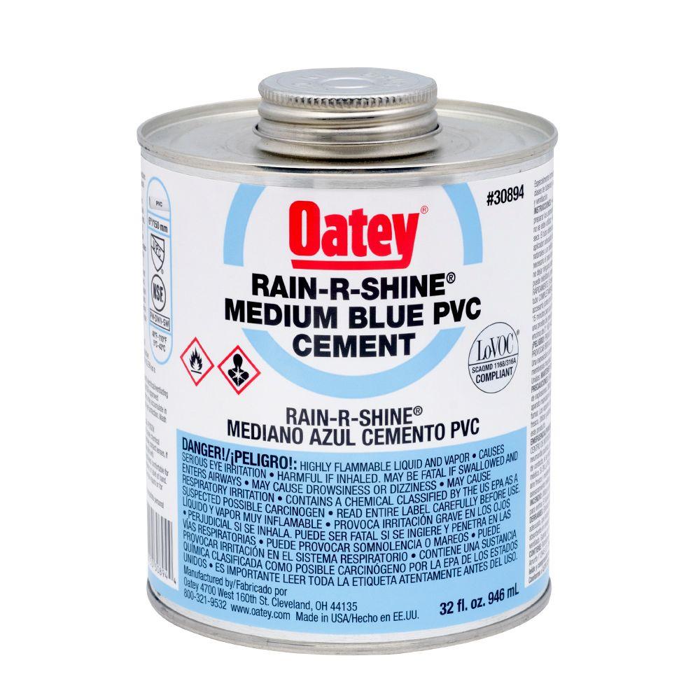 Oatey Rain-R-Shine 32 oz. Medium Blue PVC Pipe Cement-308942 - The Home