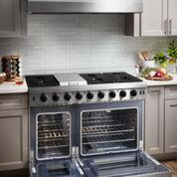 HRG4808U-LP in Gas Range 6 Burners 1 Griddle 6.7cu.ft Oven Propane//NG Double Oven with Thor Kitchen 48 Free Standing/&Slide