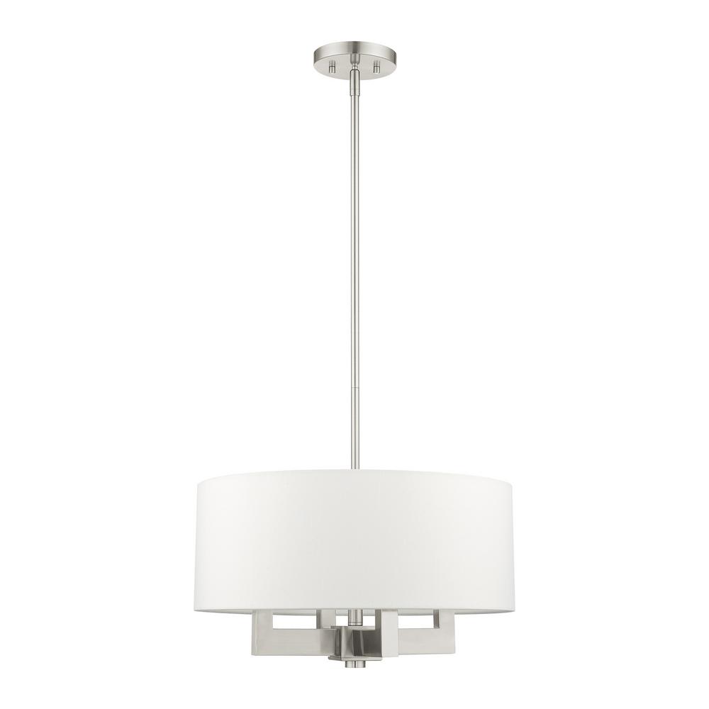 Livex Lighting Cresthaven 4 Light Brushed Nickel Drum Chandelier Light Brushed Nickel Drum Chandelier
