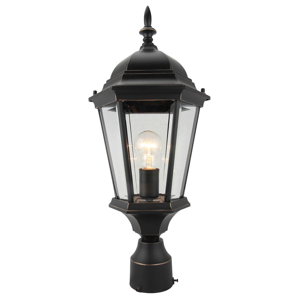 1Light Imperial Black Outdoor Post LanternEL506MPIB The Home Depot