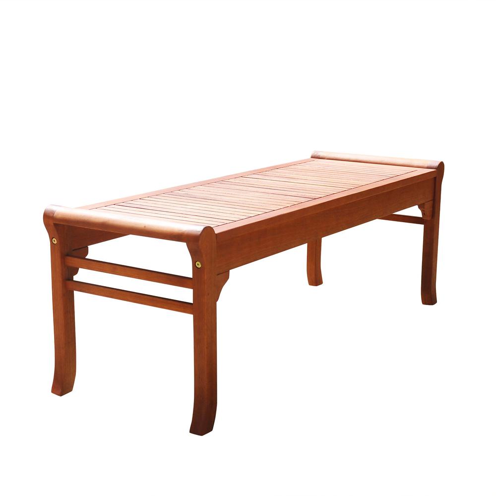 Brown Waterproof Outdoor Benches Patio Chairs The Home Depot Backless Patio Bench