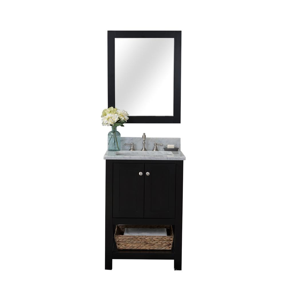 Alya Bath Wilmington 24 In W X 34 2 H 22 D Vanity Espresso With Marble Top White Basin