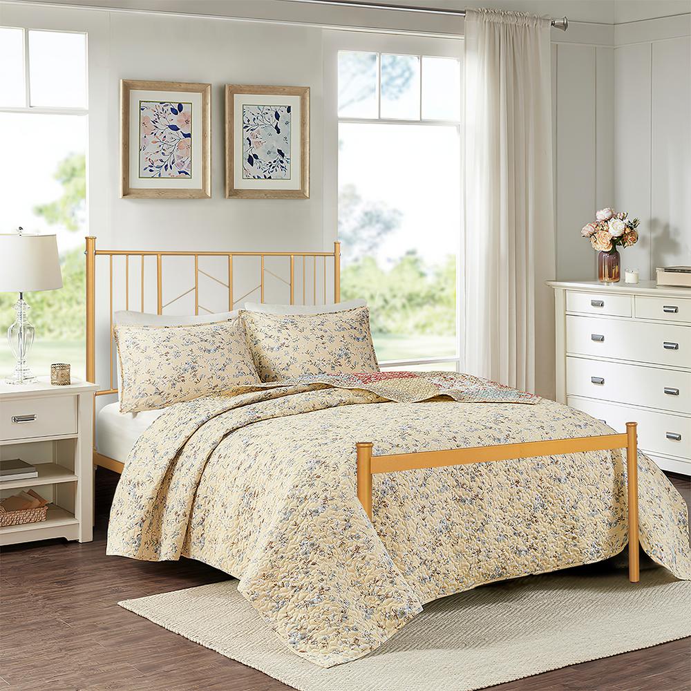 FurnitureR Gold Twin Standard Bed Metal Bed Frame Platform Bed-MIYE
