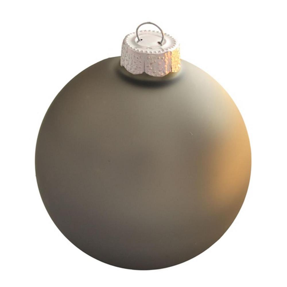 2.75 in. Silver Smoke Matte Glass Christmas Ornaments (12-Pack)