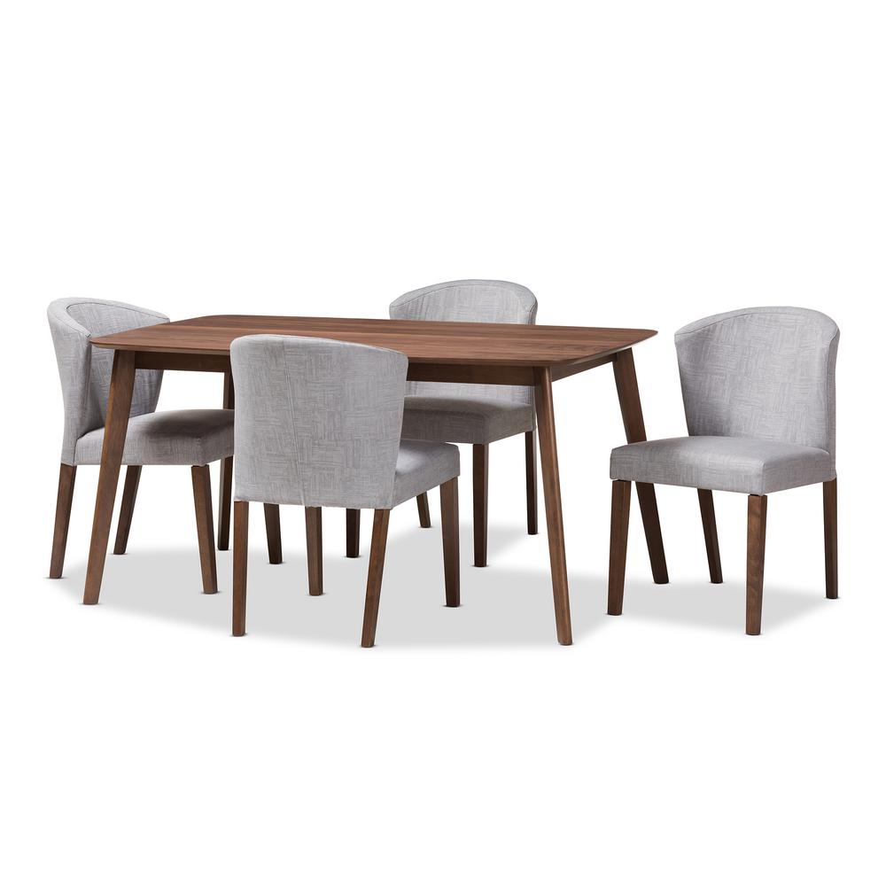 Dining Room Sets Kitchen Furniture The Home Depot Cassie 5 Piece Light Gray And Walnut Brown Dining Set