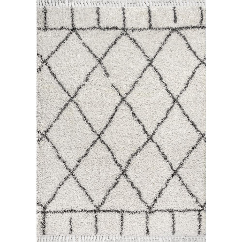 Jonathan Y Mercer Plush Tassel Moroccan Geometric Trellis Cream Grey 8 Ft X 10 Area Rug