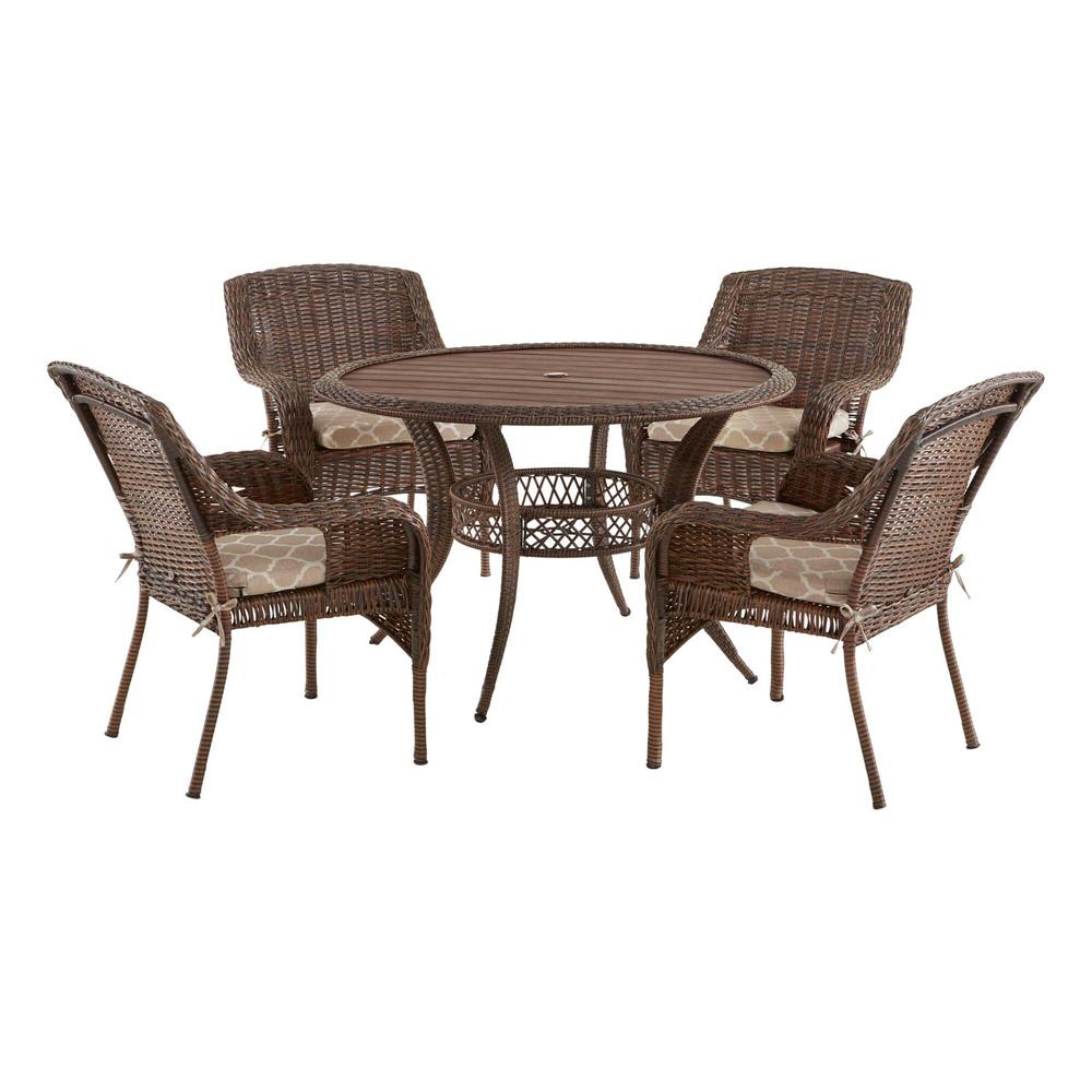 Hampton Bay Cambridge 5-Piece Brown Wicker Outdoor Patio Dining Set