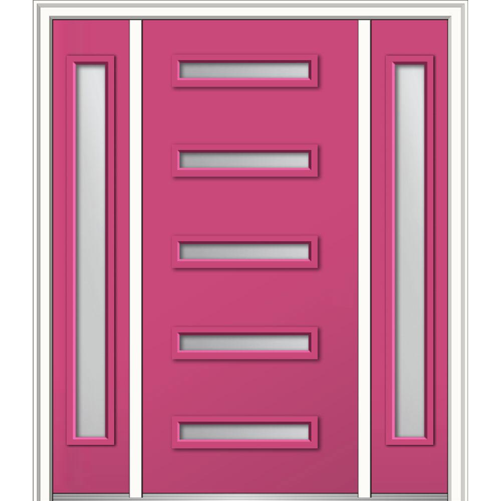 Pink Front Doors Exterior The Home Depot 64 In X 80 Davina Right Hand Inswing 5 Lite Clear