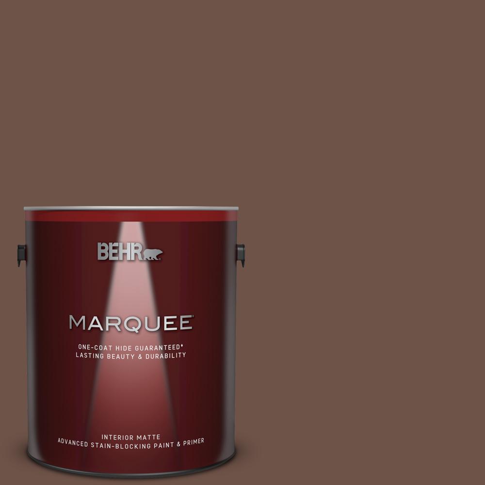 Behr Marquee 1 Gal N230 7 Rustic Tobacco One Coat Hide Matte Interior Paint And Primer In One