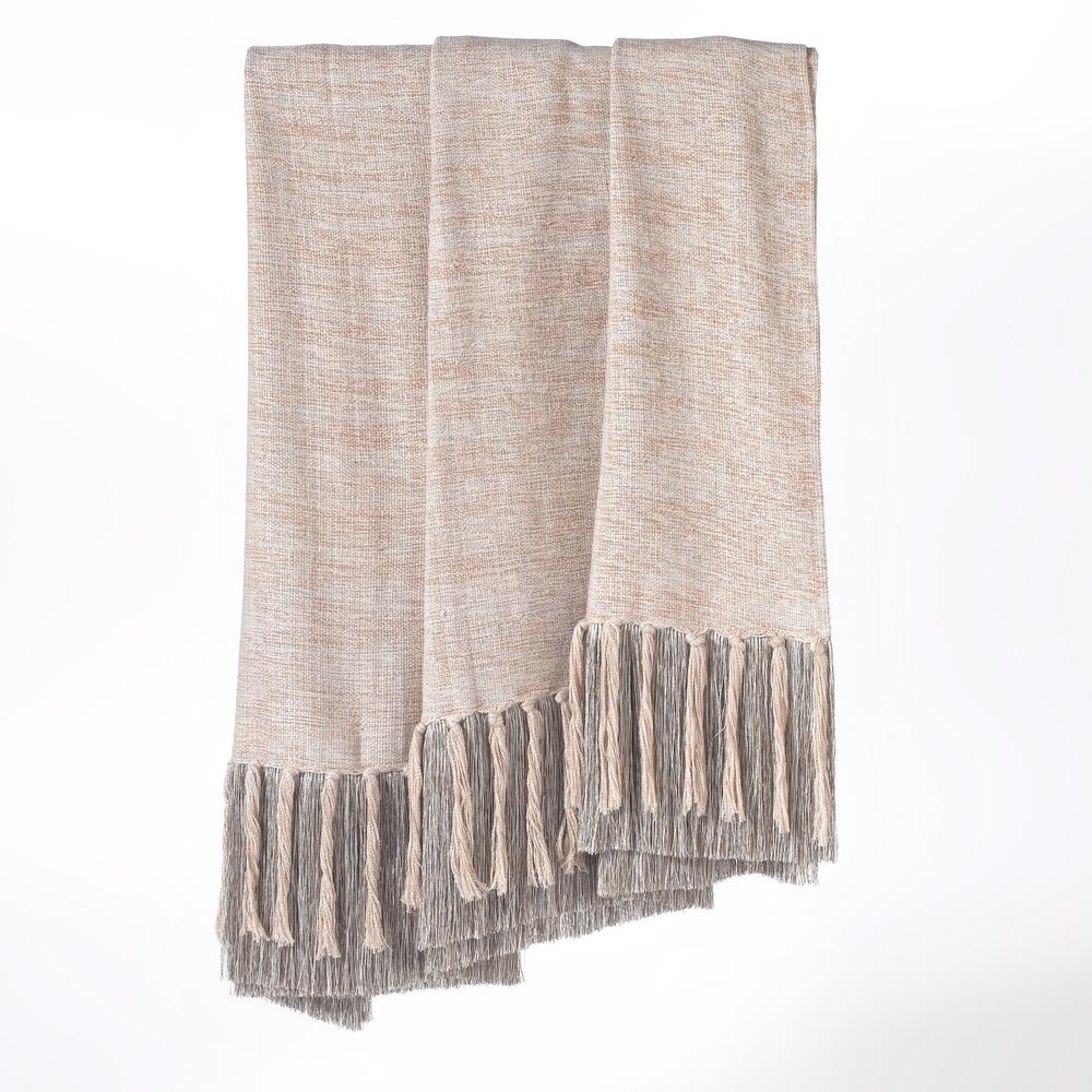 Couture Dreams Heavenly Ivory/Tan/Taupe/Grey Throw Blanket HT The