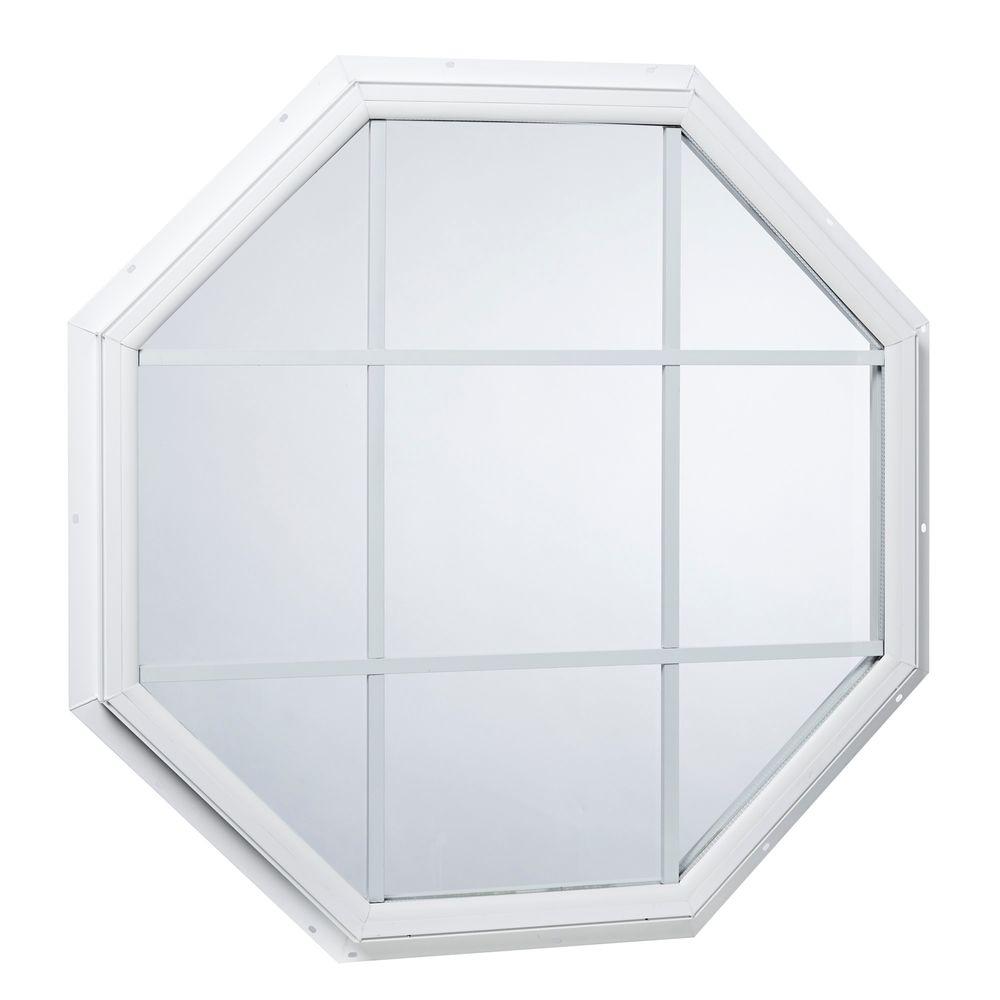 Tafco Windows 31 5 In X Fixed Octagon Geometric Vinyl Window With Grid White Tafco Windows 31 5 In X Fixed Octagon Geometric Vinyl Window With Grid White