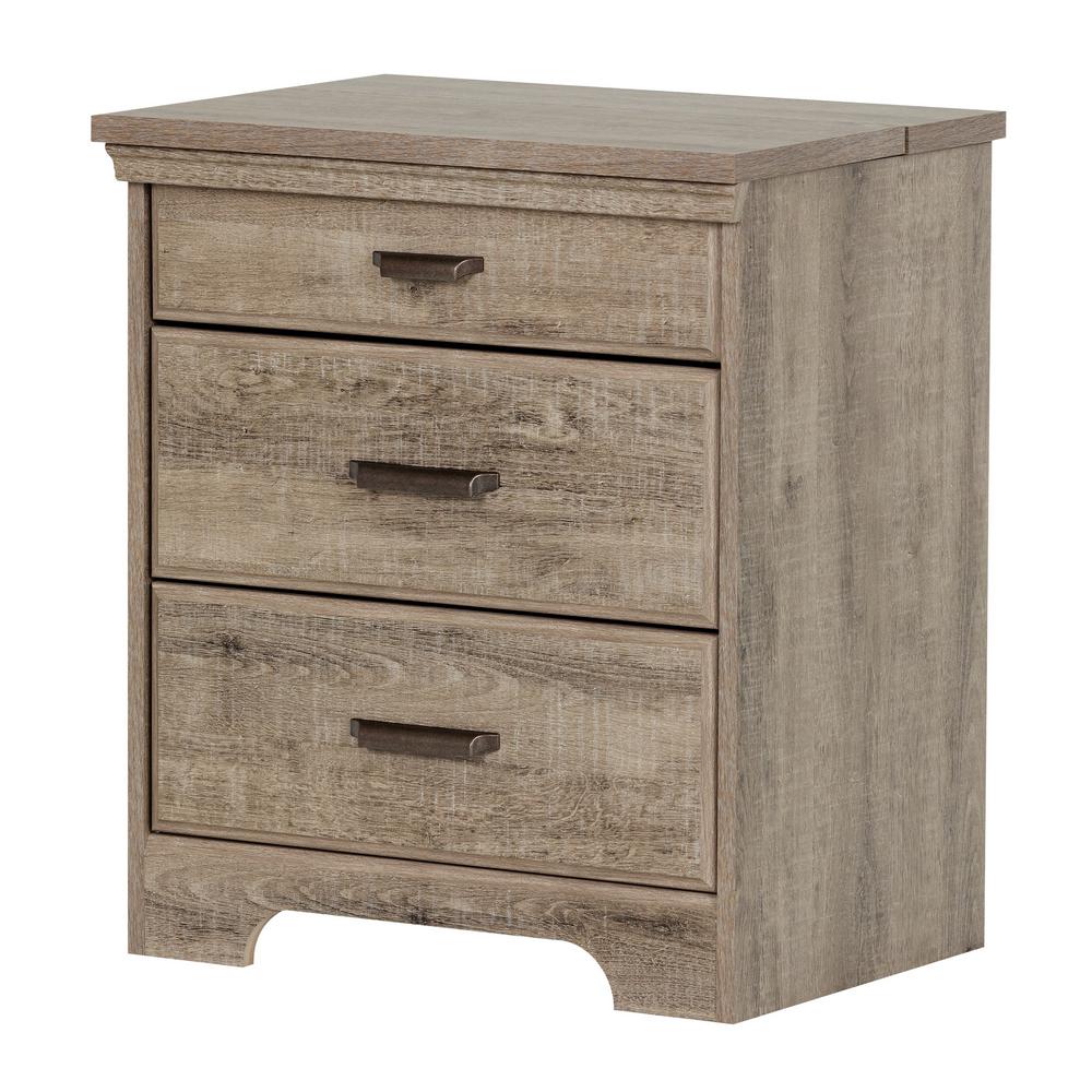 South Shore Versa 2 Drawer Nightstand In Weathered Oak 10555 The Home Depot