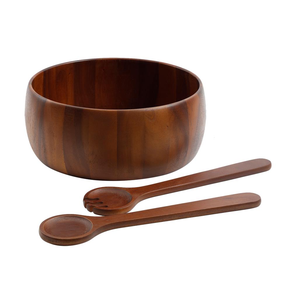 GIBSON elite Chestnut 3Piece Serving Bowl Set with Utensils 985105294M The Home Depot