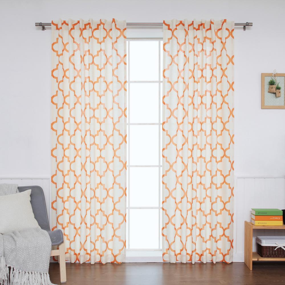 Geometric Orange Curtains Drapes Window Treatments The