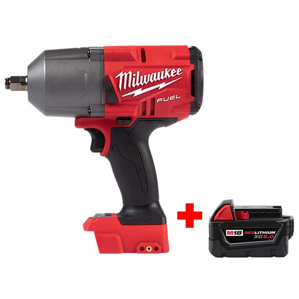 M18 Fuel 18 Volt Lithium Ion Brushless Cordless 1 2 In Impact Wrench With Friction Ring With Free M18 5 0ah Battery