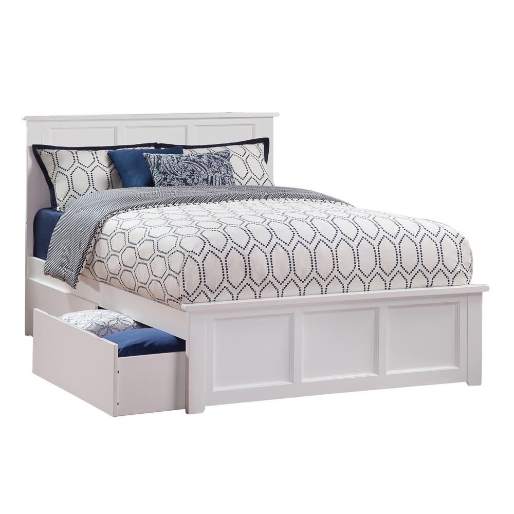 Atlantic Furniture Madison White Full Platform Bed with Matching 