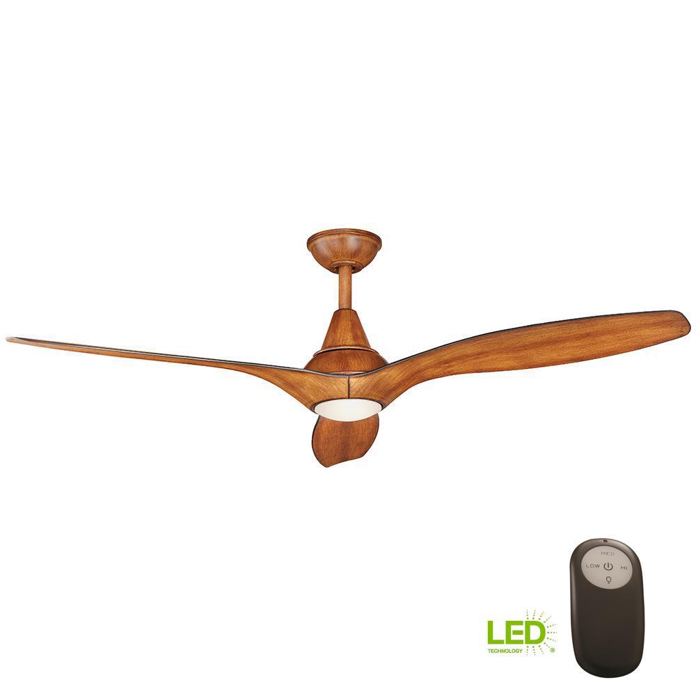 Brown Ceiling Fans Lighting The Home Depot Led Indoor Distressed Koa Ceiling Fan With Light Kit And Remote