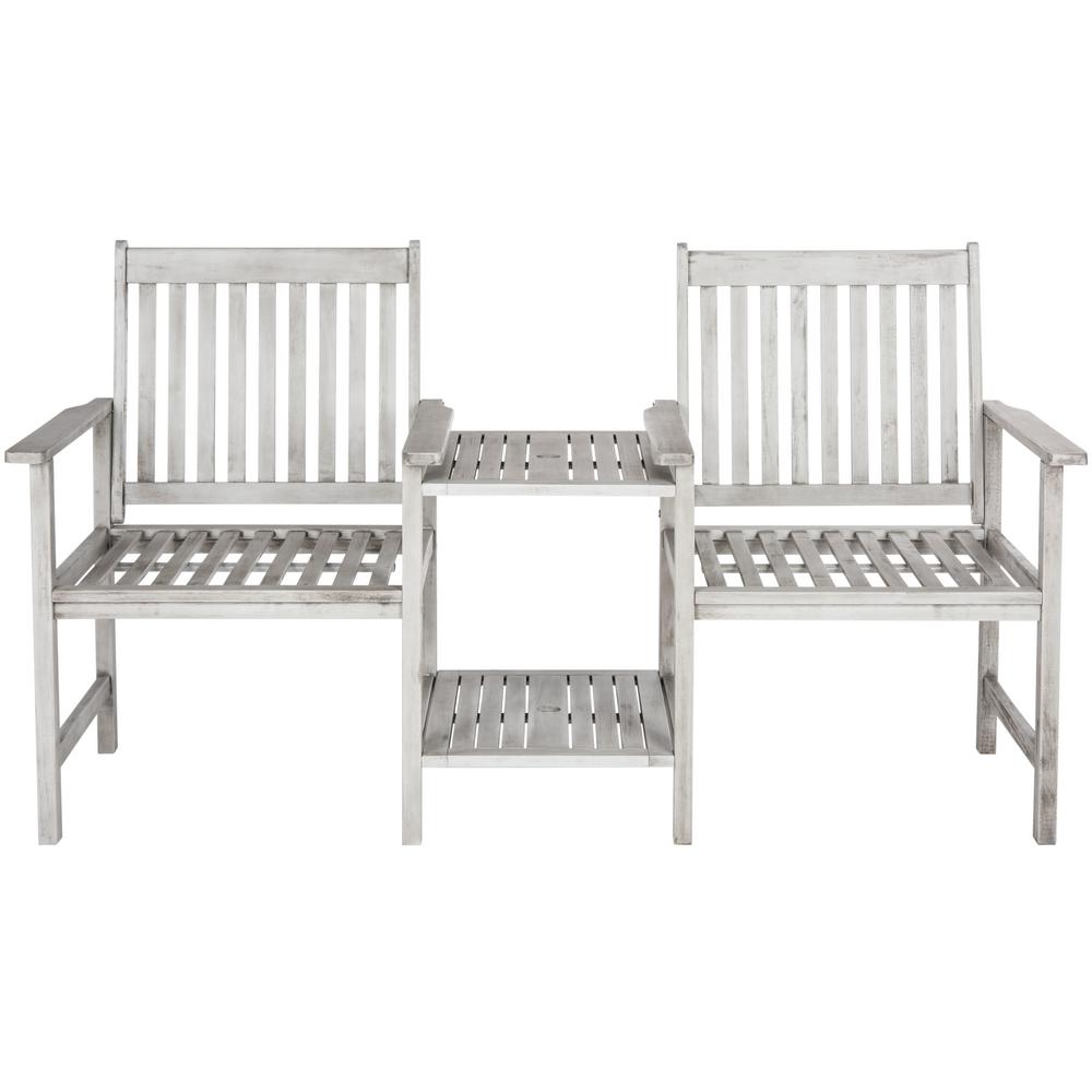Safavieh Brea 2Person Grey Wood Outdoor BenchPAT7014B The Home Depot